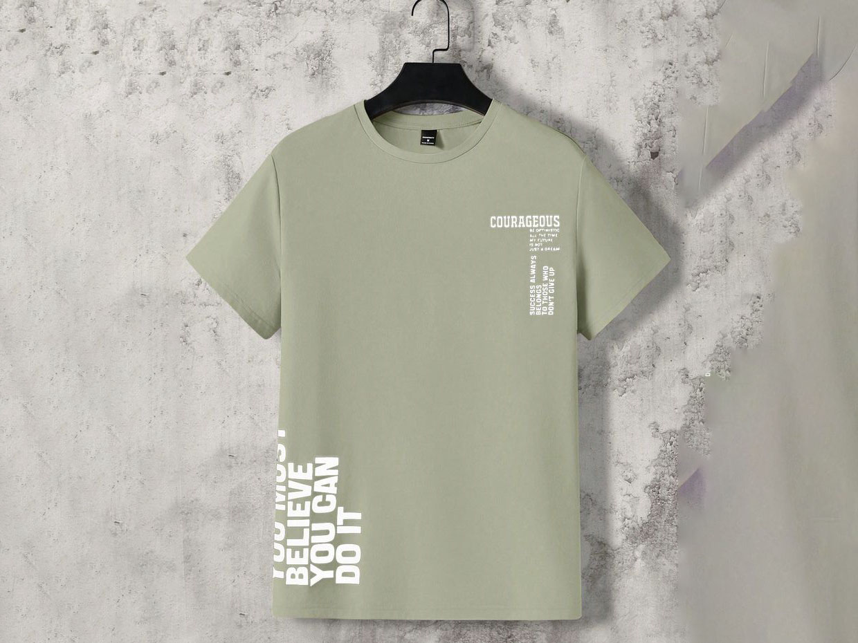 Courageous Quote Olive Green T-Shirt – Unisex Casual Wear - Image 4