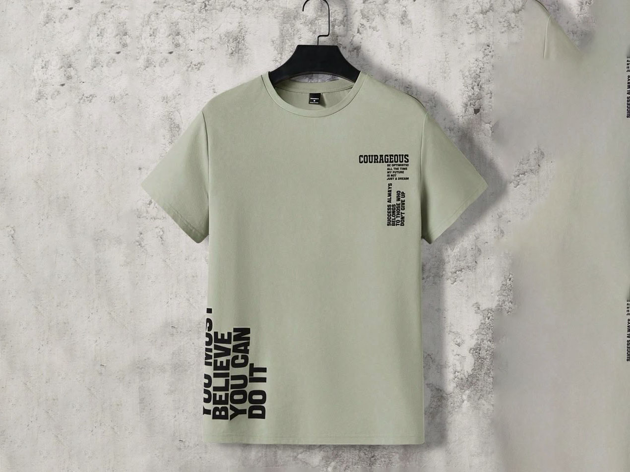 Courageous Quote Olive Green T-Shirt – Unisex Casual Wear - Image 2