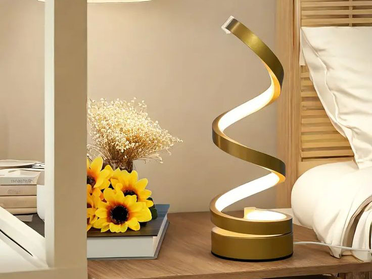 Modern Spiral LED Table Lamp – Minimalist Dimmable Desk Light - Image 2