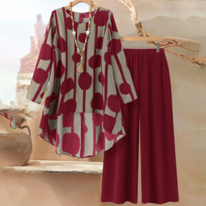 Boho Chic Printed Two-Piece Set – Kurti & Trousers