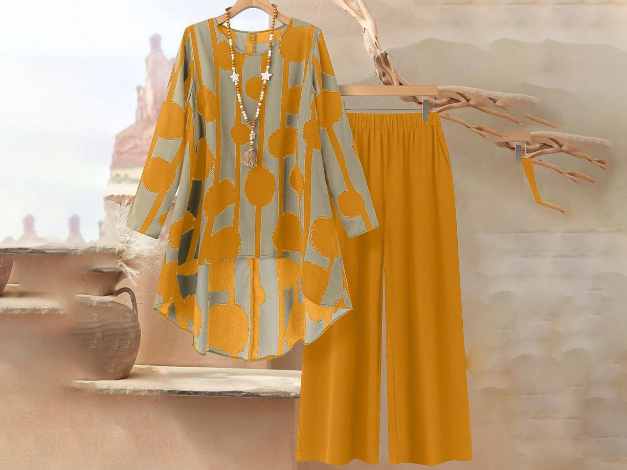 Boho Chic Printed Two-Piece Set – Kurti & Trousers - Image 2